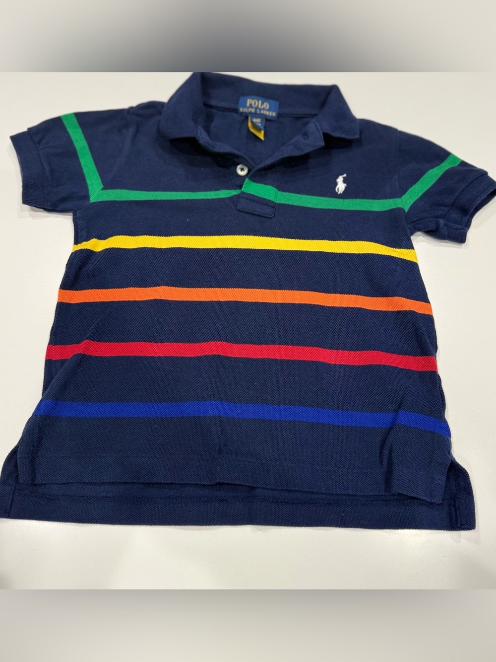 Kids Navy Ralph Lauren’s Polo with Multi-Color Stripes